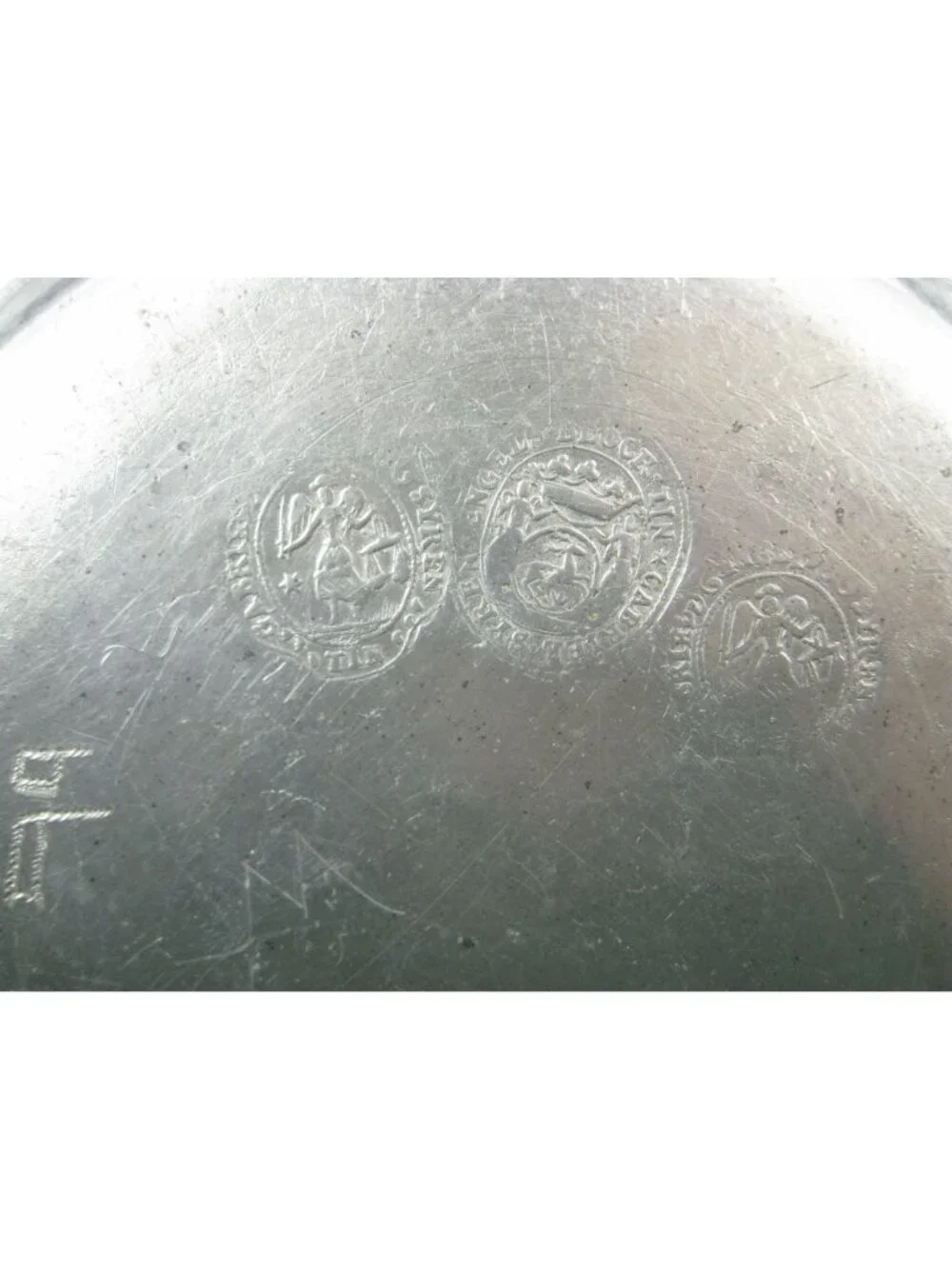 Antique Pewter Plate Shallow Dish With Hallmarks Age Wear Charger